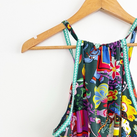 American & Beyond Boho Novelty Print Elephant Floral Coastal Maxi Dress Size M - Picture 10 of 14